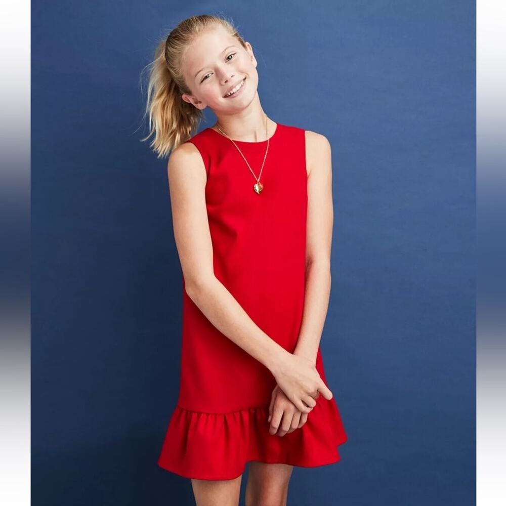 Vineyard Vines Dress Girls Drop Waist Pointe Sleeveless Red Kids Size Large / 14